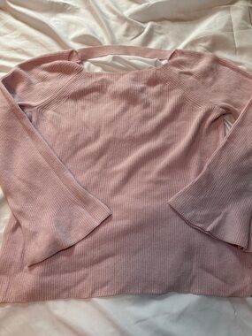 LOFT Petites Soft Pink Ribbed Crewneck Sweater